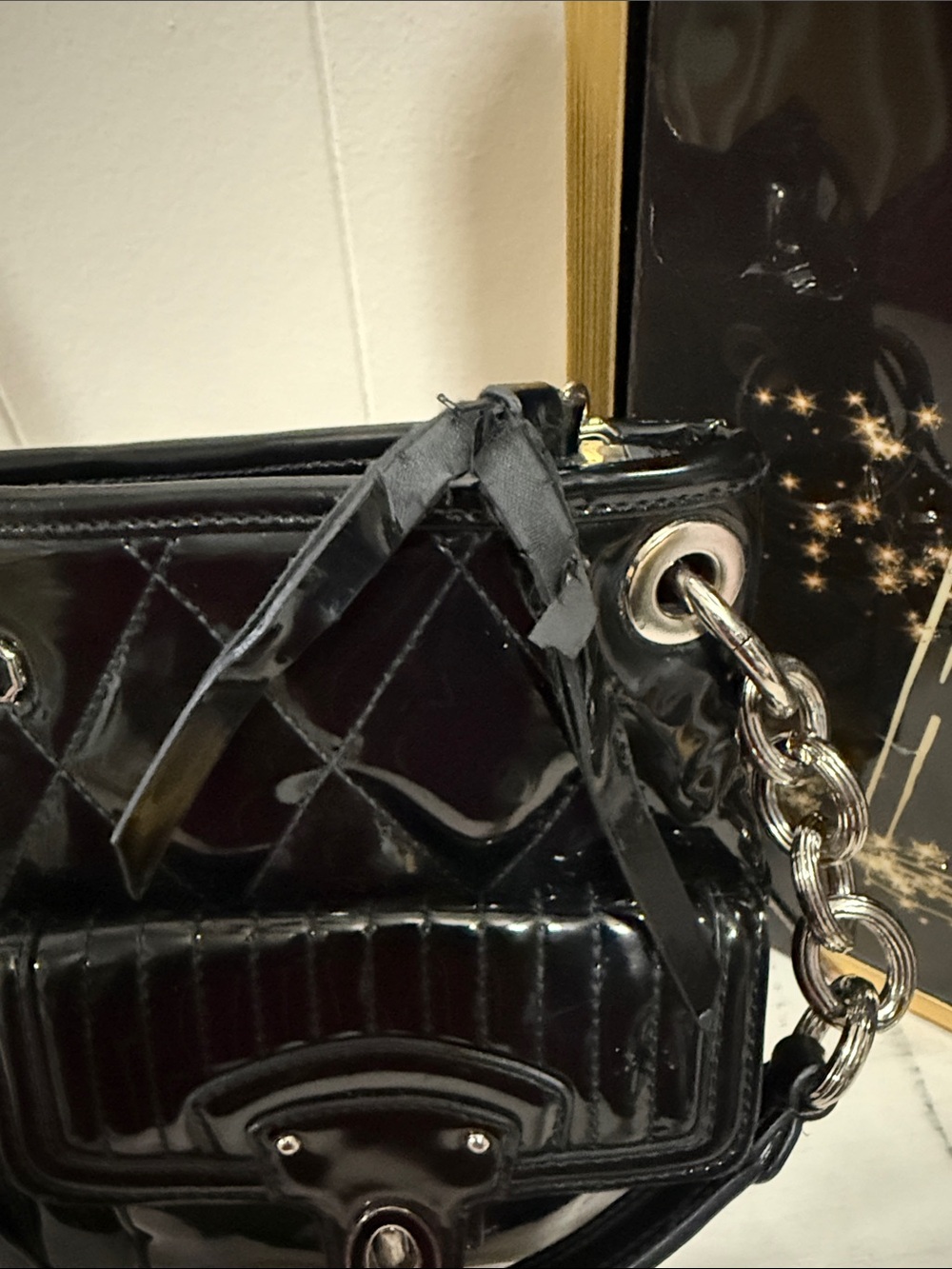 Coach Poppy Liquid Gloss Black Quilted Leather Bag with Silver Hardware - Picture 12 of 16